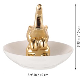 Artibetter Bandeja De Cerámica para Joyas, Soporte para Anillo De Elefante, Bandeja para Decoración De Escritorio De Elefante, Anillo De Joyería, Plato para Regalos (Dorado)