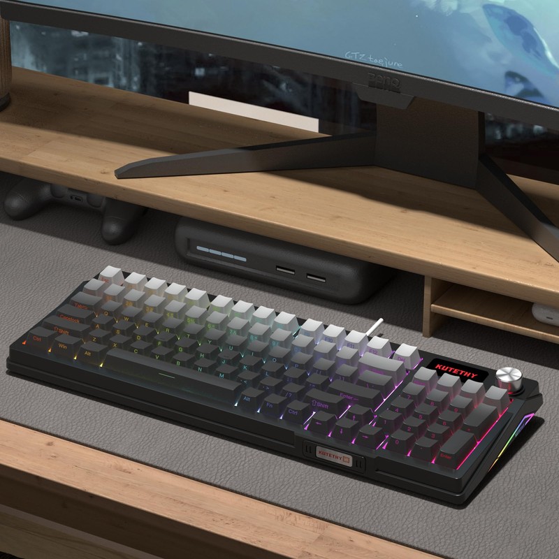 Gradient Side-Engraved keycap Set with Two-Color Injection-Molded PBT Translucent keycaps,