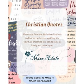 Miss Adola Aesthetic Heavy Canvas Tote Bag with Pocket for Women, Chic Bible Quote Collages Design Casual Sturdy Christian Cloth Cotton Gusseted Totes Bag with Pattern for Vacation, Shopping, Gym