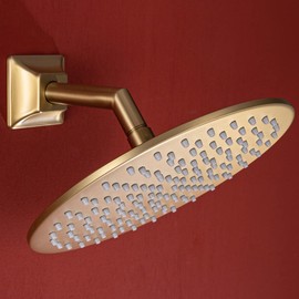 SEABEFORE 6" shower arm Gold shower head extension with matching escutcheon, Standard 1/2" Connection