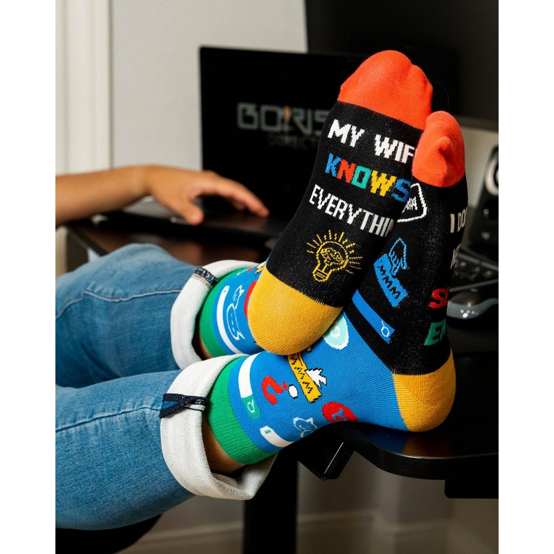 IRISGOD Funny Nerd Socks | Cool Stocking Stuffers | Holidday