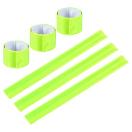 PATIKIL Reflective Slap Bands, 6 Pcs Reflector Band Snap Bracelet Armbands High Visibility Safety Reflectors Wrist Strap Strips for Night Jogging Cycling Running Hiking, Fluorescent Green