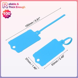 PATIKIL 100Pcs Blank Waterproof Plastic Tags, Label Seal Shipping Tags Key Storage Marker Ties Hang Tags Reusable Writable with Zip Tie for Labeling Luggage, Blue 2.48 x 1.46 Inch