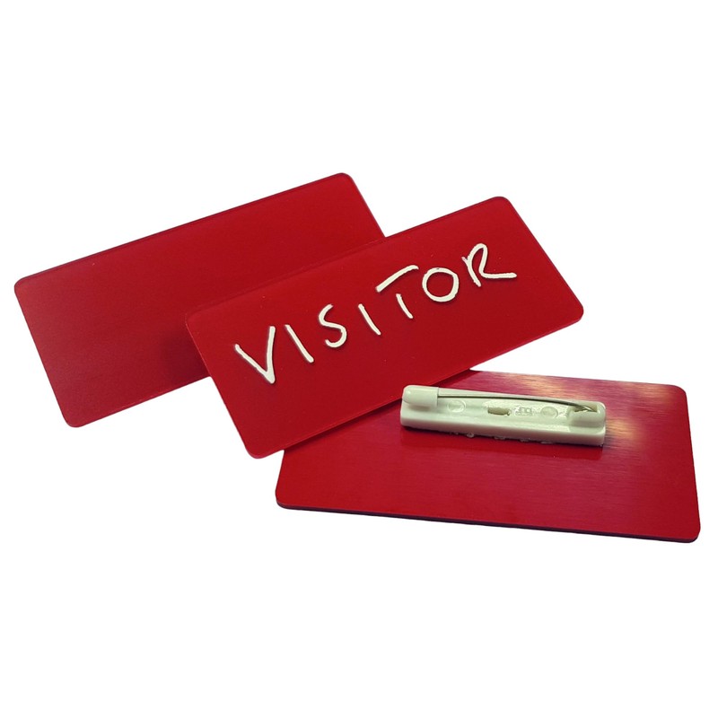Customcard Ltd Chalkboard Write on Reusable Name Badges RED (Pack