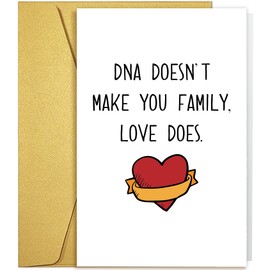 Qiliji Funny Stepdad Birthday Card from Stepdaughter Stepson, Birthday Card for Step Dad, Fathers Day Cards Gifts for Stepdad, Bonus Dad Gifts, DNA Doesn't Make You Family, Love Does