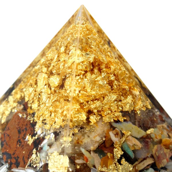 Orpanit® Orgonite Pyramid Gold "Heartlight" Premium L I 100% Real