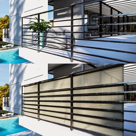 INFRANGE 2.5' x 50' Balcony Privacy Fence Screen Mesh Windscreen Fencing Shield Cover Included Cable Ties for Deck Apartment Porch Backyard Patio Outdoor, Beige