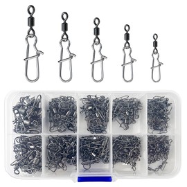 Fishing Swivels, 210 Pieces, Fishing Swivel, Connector Fishing, Swivels Fishing, Stainless Steel Double Swivels, Fishing Line Hook Connectors for Fishing, Saltwater, Freshwater Fishing Accessories 2#,