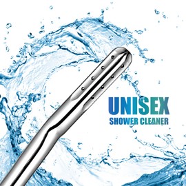 Shower Enema Douche Nozzle, Handheld Shower Head with 16 Holes, Bend Rain Shower Head, Intimate Hygiene Cleanse,Anal Rinse Vaginal Cleaning Kit for Men Women, Silver (Aluminum)