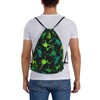 Richugui Backpack with Drawstring, Green, Black, Frogs, Drawstring Bag, Sports,