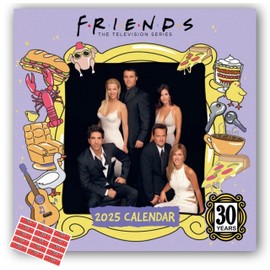 Friends Calendar 2025 Square Wall Calendar Gift Present with Free Organising Stickers included