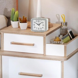 SEIKO Clocks QHK061NLH Akarui Silver Tone 4.3 x 3.4 Inch Acrylic Bedside Tabletop Time Keeper Alarm Clock