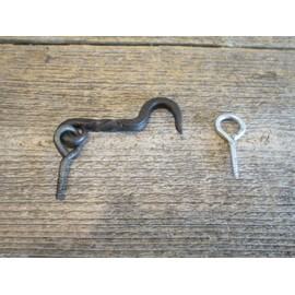 Vintage Iron Hook & Latch Eye Lock Window Drawer Twisted Hand Forged Barn Cabin Door