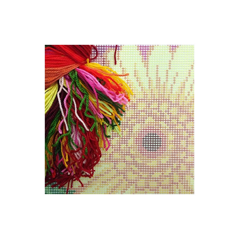 Gerbera Needlepoint Set Throw Pillows 16" x 16" Printed Tapestry