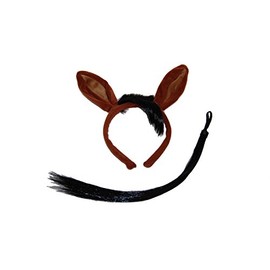 GIZZY® Adults, Childrens Fancy Dress Horse Brown Ears on Head band & Tail Set