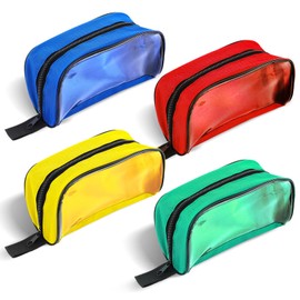 4 Pcs Empty First Aid Bag Color Coded First Aid Medical Kit Accessory Pouches Zippered Medical Bag Organizer Storage Medical Pouch Case with Transparent Window for Medical Supplies Travel, 4 Colors