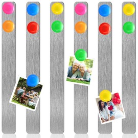 Wovnet 18 Pcs Magnetic Bulletin Board Strips Frameless Stainless Iron Board Strip with Colorful Magnet Self Adhesive Memo Strip for for Office Home Wall Photo (Silver)