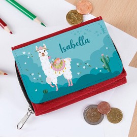 Striefchen® Children's Wallet with Llama Motif and Name of Choice, red, Childhood