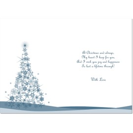 doodlecards Wife Christmas Card Blue Contemporary Christmas Tree Medium Size Christmas Card for Wife with Plain Envelope