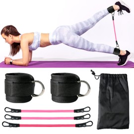 lankatt Ligas de Resistencia para Ejercicio, Equipo de Entrenamiento de Cadera con protección de Tobillo, Bandas elásticas de Resistencia apilables de 60 LB, Equipo de Ejercicio de Cadera y Pierna.