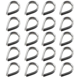 bociloy 20Pcs M6 Stainless Steel Thimbles for 1/4 Inch Diameter Wire Rope Cable, Loop Rigging Thimbles Wire Rope Protection Ring for Marine, Sailing, Fishing, Industrial Applications