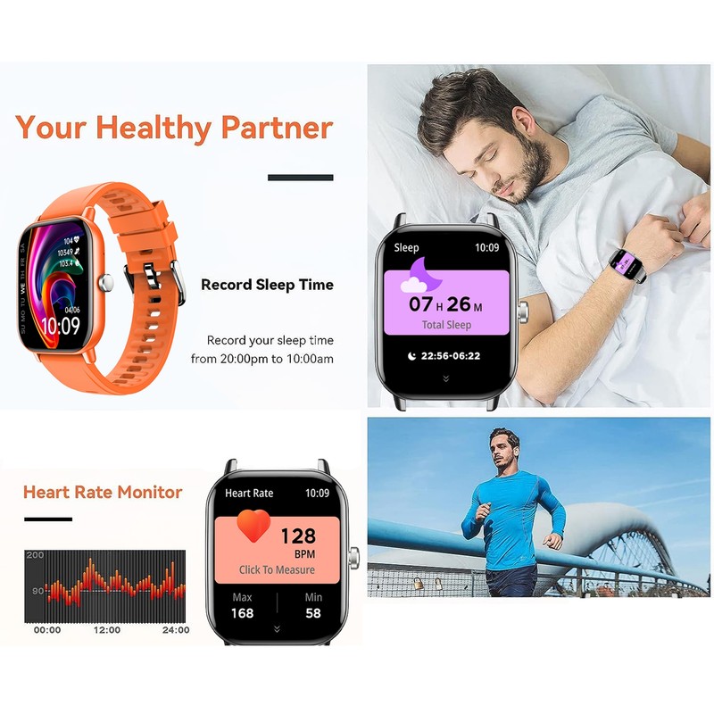 Smartwatch 2 Inch Full Screen Touch Sleep Monitoring Watch IP67