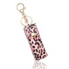 Leopard Print Lipstick Keychain Holder for Women Lip Gloss Case
