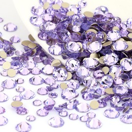 Novani Crystal Amethyst Rhinestones 288pcs Flat Back Round Rhinestone Style 2088 Sparkly Crystal Gemstones for Nail Art and Crafting SS30,6.4-6.6mm