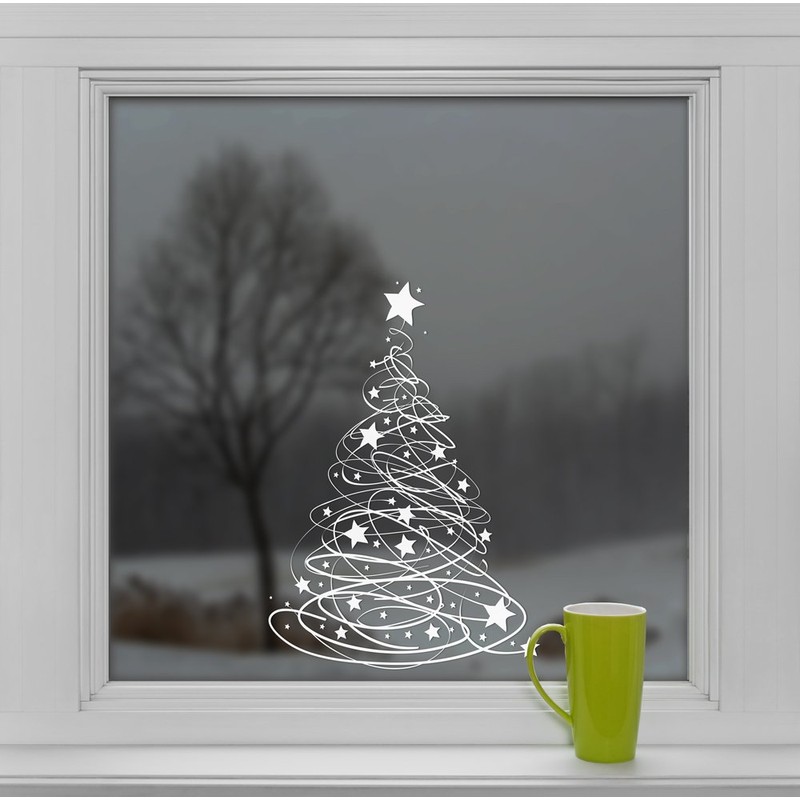 Christmas Window Stickers - Swishy Tree Christmas Window Cling Decoration
