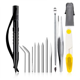 WILDAIR Knotter Tools, FID Paracord FID Set 12 Pack Marlin Spike with Lacing Needles/Fids for Paracord or Leather Work Paracord Lacing Stitching Needles and Smoothing Tool(Black)