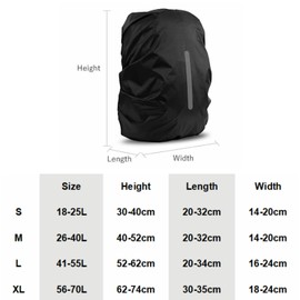 Hi-Visibility Waterproof Backpack Rain Cover with Reflective Strip and Adjustable Buckle Strap-Ultralight, Anti-Dust, Anti-Theft, Ideal for Outdoor Hiking, Camping, Cycling and Traveling(Black, M)