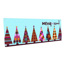 Homebody Accents Merry and Mod Christmas 12"x34" Metal Sign, Indoor
