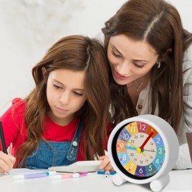 LURICO Children's Alarm Clock Without Ticking Children's Alarm Clock Digital Silent Learning Alarm Clock Learning Clock Children's Clock Analogue Alarm Clock for Beginners to School Alarm Clock