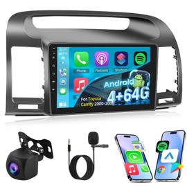 [4+64G] NHOPEEW Android Car Radio for Toyota Camry 2000-2006 - Wireless Carplay and Android Auto - 9 Inch Touchscreen Car Stereo - EQ/WiFi/GPS Navigation/SWC/Bluetooth + AHD Backup Camera