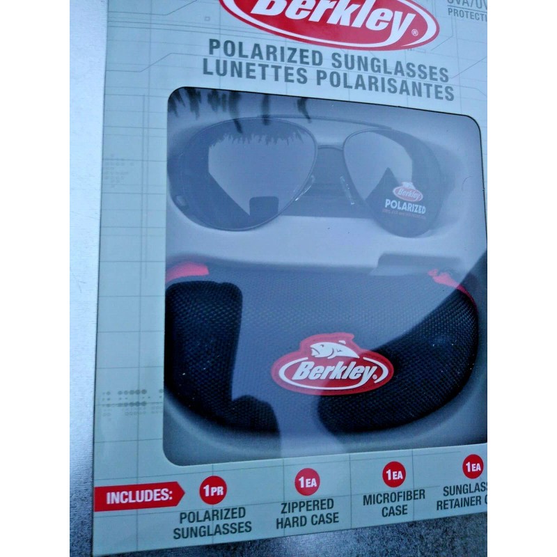 Berkeley Polarized Sunglasses Zipped Hard Case Microfiber Case Retainer Cord