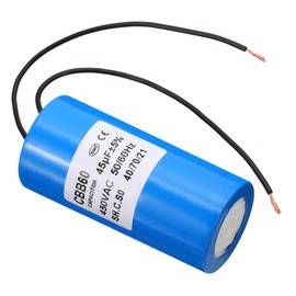 PATIKIL 45uf CBB60 Run Capacitor,1Pcs AC 450V 2 Wires 50/60Hz Motor Running Capacitor 260x45x95.5mm for Washing Machine, Cleaning Machine Pump Motor Star, Blue