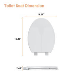 Elongated Slow Close Toilet Seat - Quiet Close Lid, Quick Release, Easy Install, Non-Slip Bumpers, White Bathroom Toilet Seat Cover - Easy Clean, Soft Close