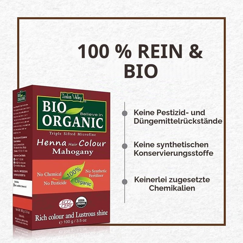 Indus Valley Organic 100% Pure and Natural Henna Hair Colour