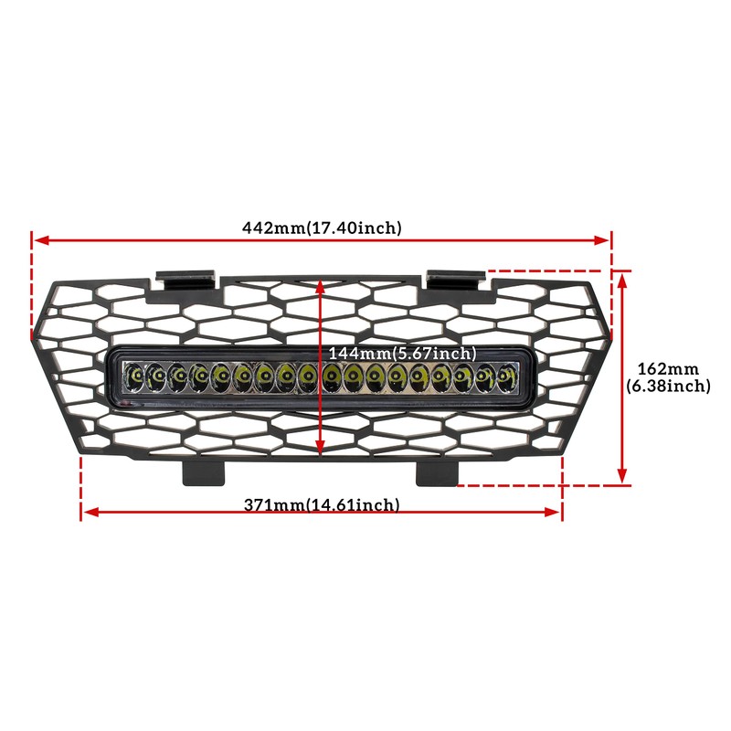 SAUTVS Mesh Grille with LED Spotlight for Polaris General 1000/