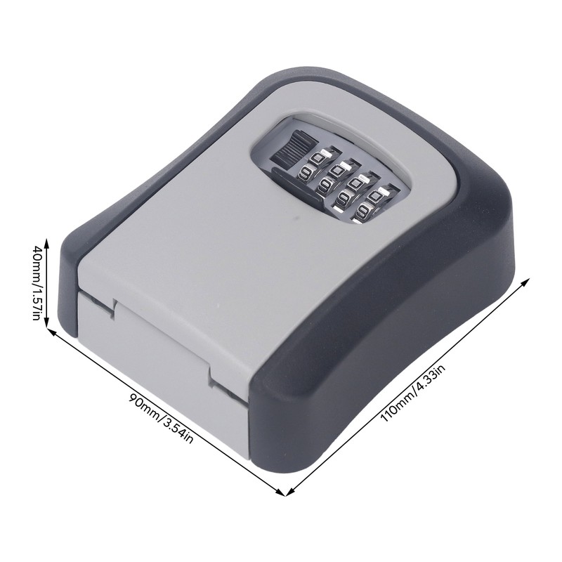 Key Lock Box Curved Aluminum Alloy Large Size Grey Wall