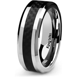 Unbranded King Will GENTLEMAN 7mm Size 9Engagement Ring Black, Ring For Him Comfort (IDAZ)