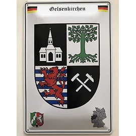 Deko7 Tin Sign 30 x 20 cm German Coat of Arms of Germany City of Gelsenkirchen