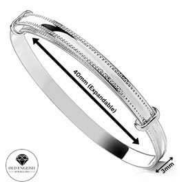 Old English Jewellers Solid Sterling Silver Baby Bangle with Bevelled Edge. Expanding Baby Bangle Sterling Silver Bangle Christening Gift