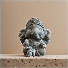 livelyfish Small Elephant Statue Sandstone Figurine Hindu Meditation Buddha Sculpture for Fish Tank Aquarium Decoration (A)