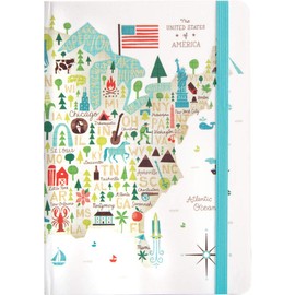 JAM PAPER Hardcover Notebook with Elastic Band - 5 3/4 x 8 1/4 - American Adventures Design Journal - 160 Lined Sheets - Sold Individually