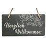Spruchreif Slate Board with Engraving "Herzlich Willkommen" | Slate Door