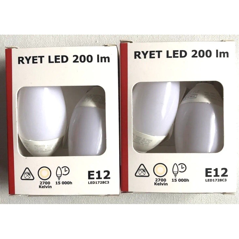 IKEA RYET LED bulb E12 200 lumen 2packx2/4 Bulbs 35mmX91mm,
