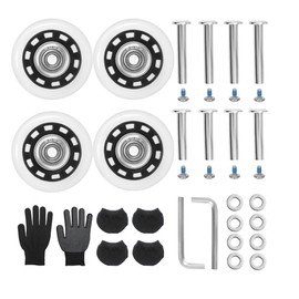 50mm x 18mm Luggage Replacement Wheels Set 4Pcs Rubber Swivel Caster Transparent Wheels with 4Pcs Wheels Cover Socks 30mm/35mm Axles and Repair Kit for Luggage Bags Trolley Case
