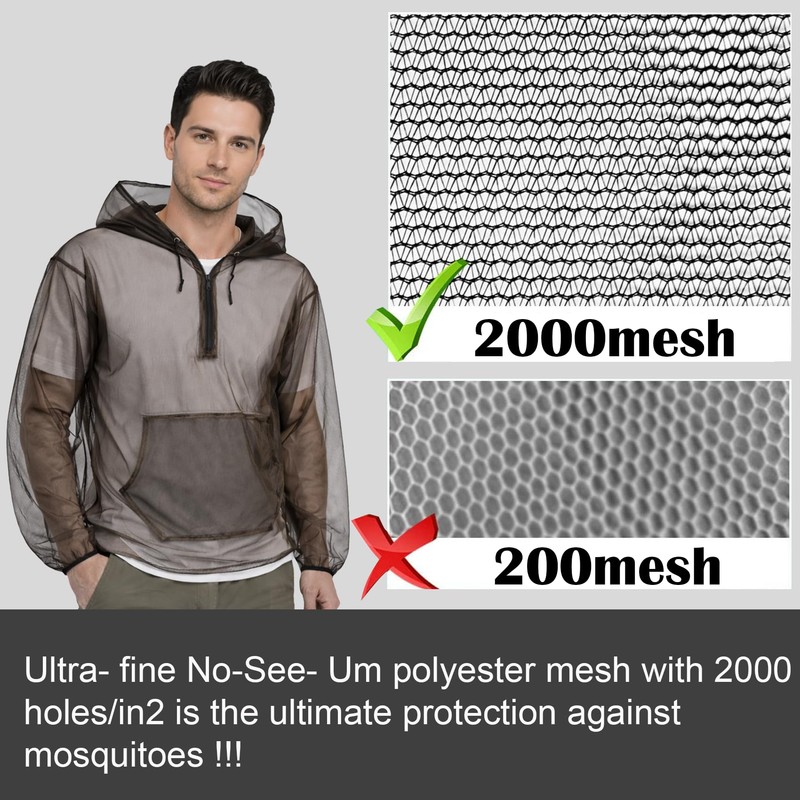 Aventik No-See-Um Mesh Mosquito Jacket for Outdoor, Multiple Sizes to