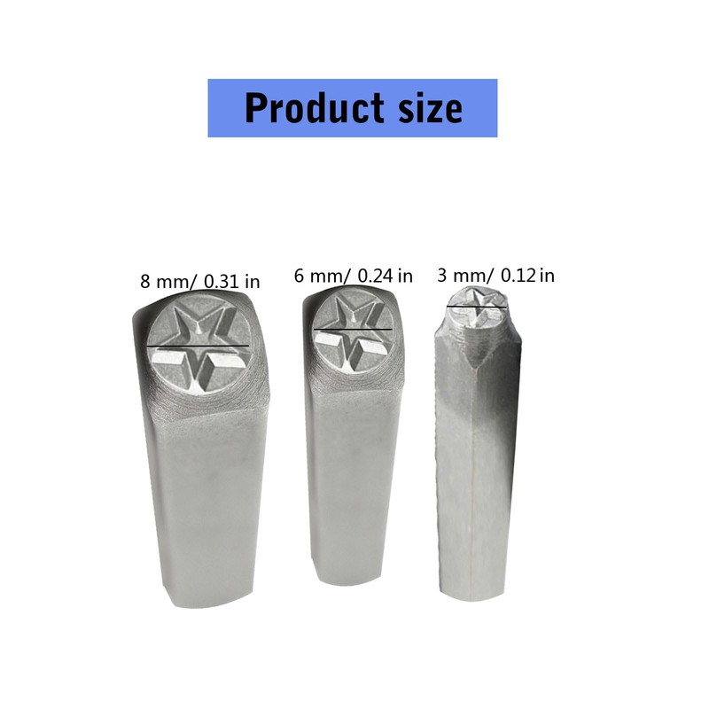 Ousidiman Set Of 3 Star Shaped Metal Punches Stamps Practical